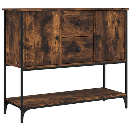 Ambon Wooden Sideboard With 2 Doors 2 Drawers In Smoked Oak_2