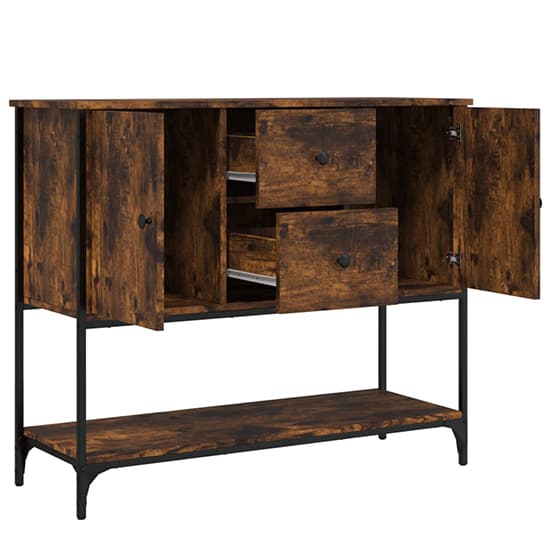 Ambon Wooden Sideboard With 2 Doors 2 Drawers In Smoked Oak_3