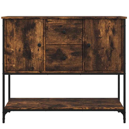 Ambon Wooden Sideboard With 2 Doors 2 Drawers In Smoked Oak_4