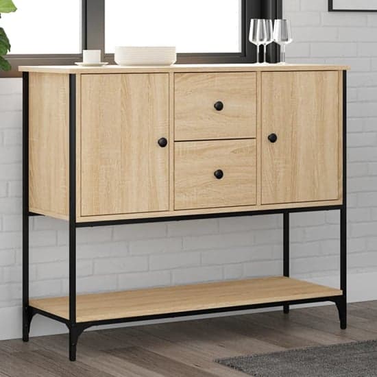 Ambon Wooden Sideboard With 2 Doors 2 Drawers In Sonoma Oak_1