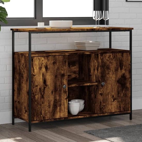 Ambon Wooden Sideboard With 2 Doors In Smoked Oak_1