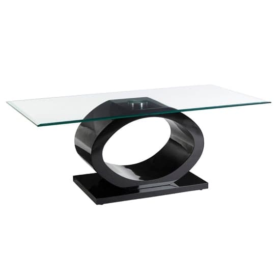 Amelia Clear Glass Top Coffee Table With Black High Gloss Base_1