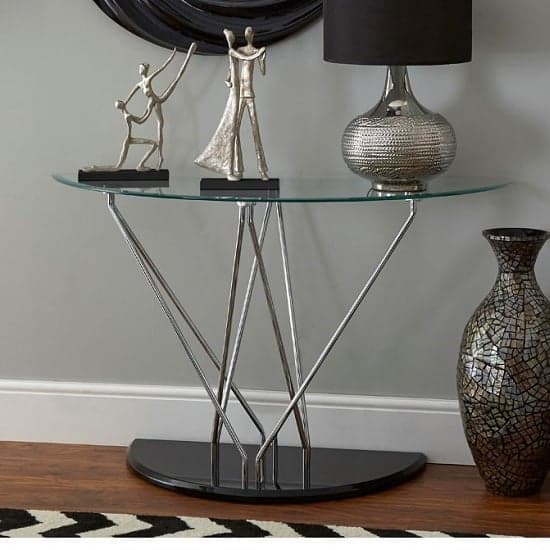 Amelia Half Moon Clear Glass Top Console Table With Black Base_1