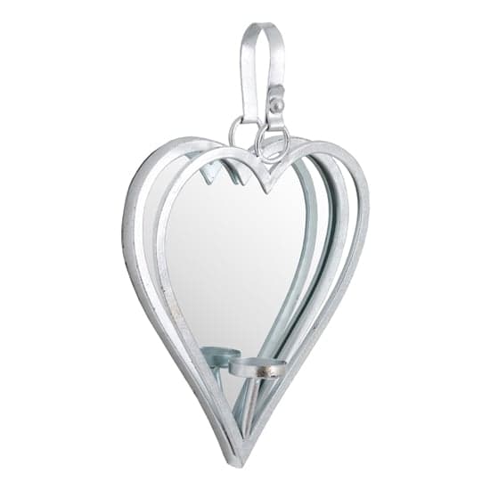 Amelia Small Mirrored Heart Candle Holder In Silver_1
