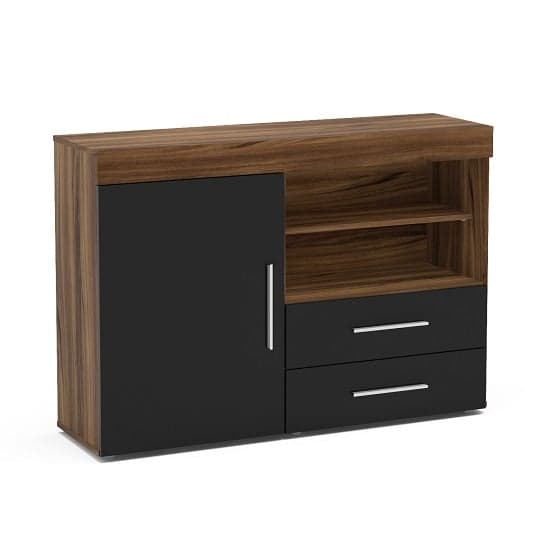 Amerax Wooden Sideboard In Walnut And Black Gloss With 1 Door_2