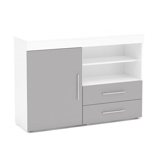 Amerax Wooden Sideboard In White And Grey Gloss With 1 Door_2