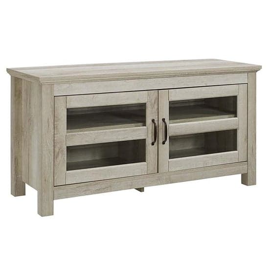 Ames Wooden TV Stand With 2 Doors In Traditional White Oak_2