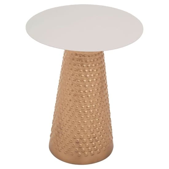 Amiga Round Metal Side Table In White And Gold_2