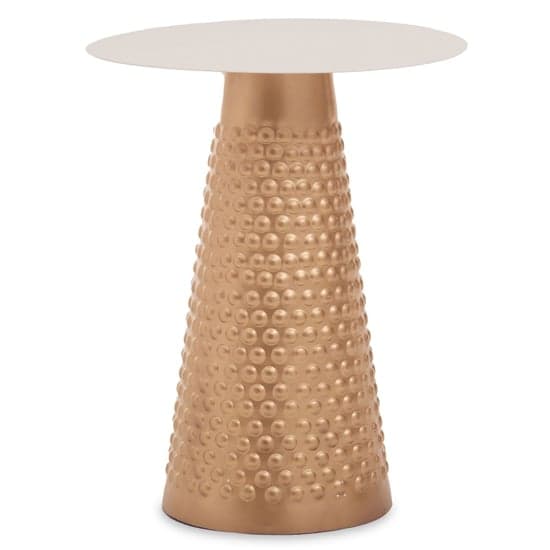 Amiga Round Metal Side Table In White And Gold_1