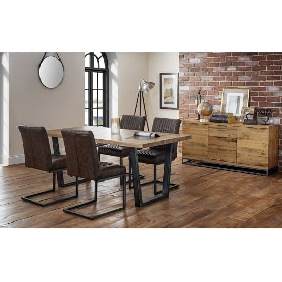 Barras Wooden Dining Table In Solid Oak With 4 Brown Chairs_2