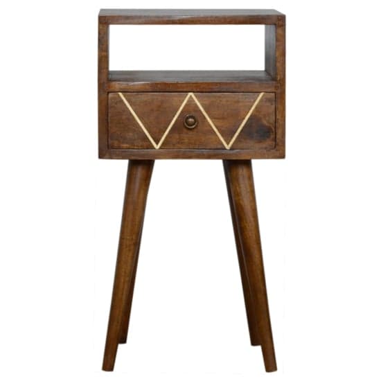 Amish Wooden Petite Brass Inlay Bedside Cabinet In Chestnut_2