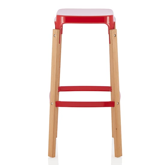 Amityville Glossy Red 66cm Metal Bar Stools In Pair_2