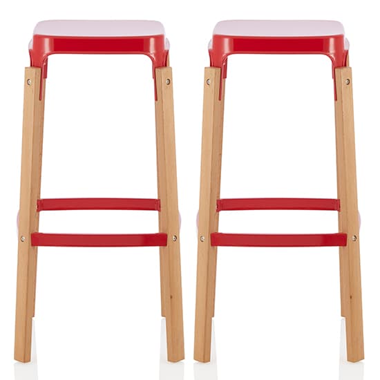 Amityville Glossy Red 66cm Metal Bar Stools In Pair_1
