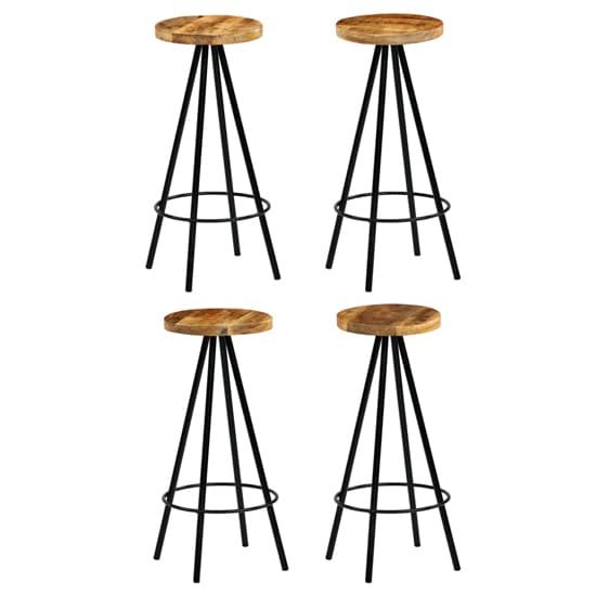 Amiya Set Of 4 Wooden Bar Stools With Steel Frame In Natural_1