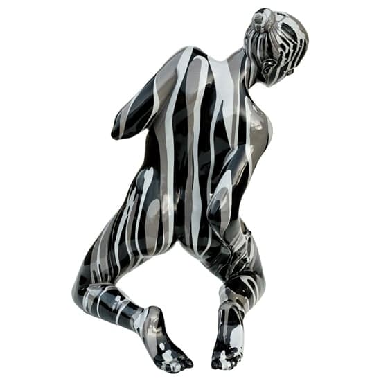 Amorous Kneeling Yoga Lady Sculpture In Black and Grey_4