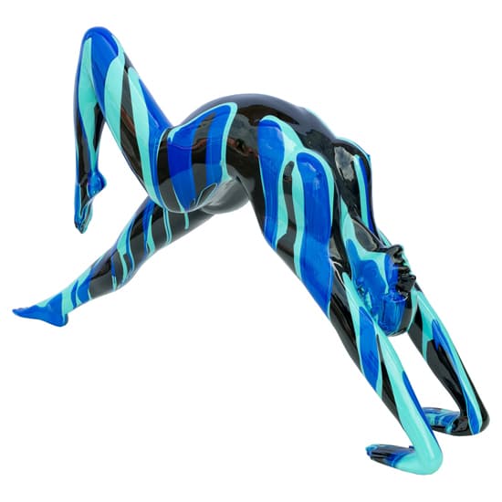 Amorous Stretching Yoga Lady Sculpture In Black and Blue_3