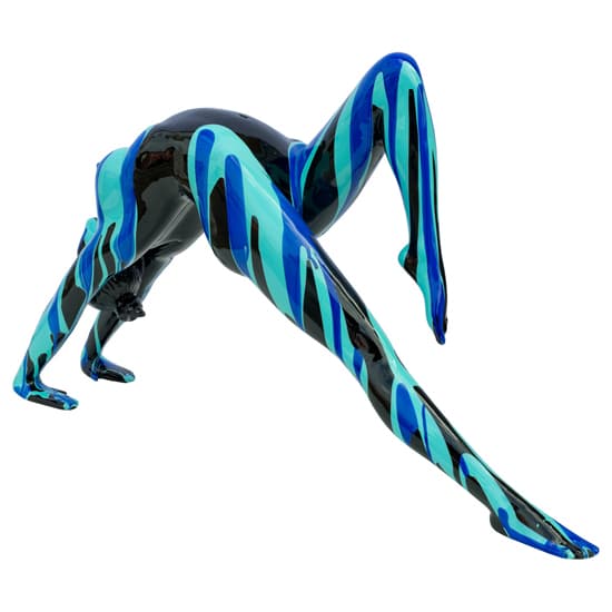 Amorous Stretching Yoga Lady Sculpture In Black and Blue_4