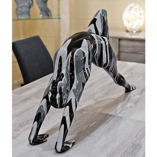 Amorous Stretching Yoga Lady Sculpture In Black and Grey_2