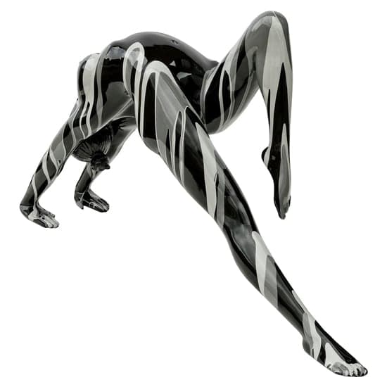 Amorous Stretching Yoga Lady Sculpture In Black and Grey_4