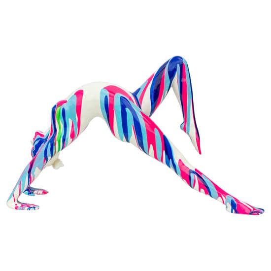 Amorous Stretching Yoga Lady Sculpture In Pink and Blue_1