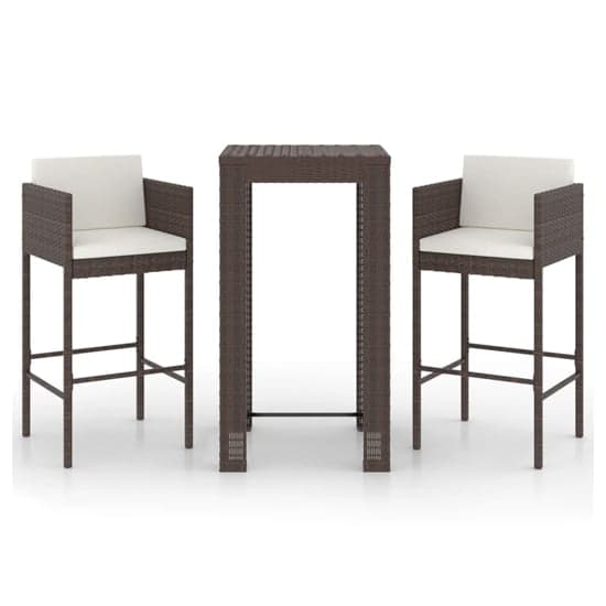 Amy Small Poly Rattan Bar Table With 2 Avyanna Chairs In Brown_2