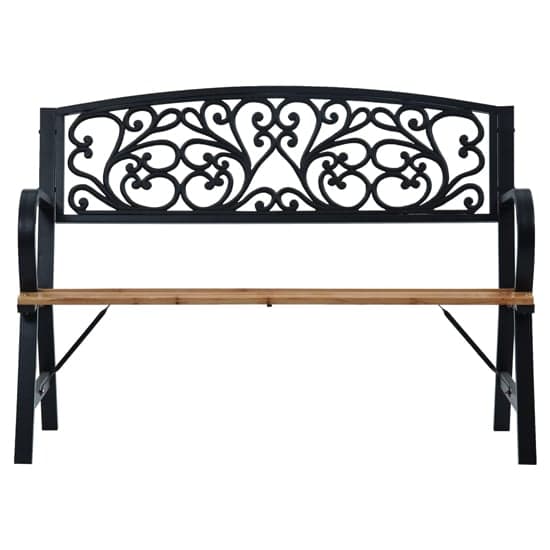 Amyra Wooden Garden Seating Bench With Steel Frame In Black_2