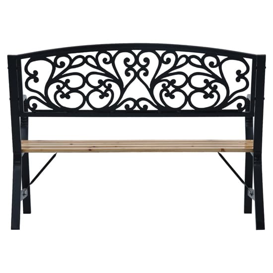 Amyra Wooden Garden Seating Bench With Steel Frame In Black_3