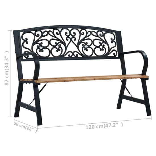 Amyra Wooden Garden Seating Bench With Steel Frame In Black_5