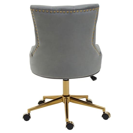 Anatolia Velvet Home And Office Chair With Gold Base In Grey_4
