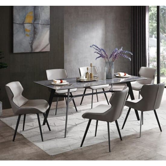 Ancha Dining Chair In Stone And Dark Grey_2