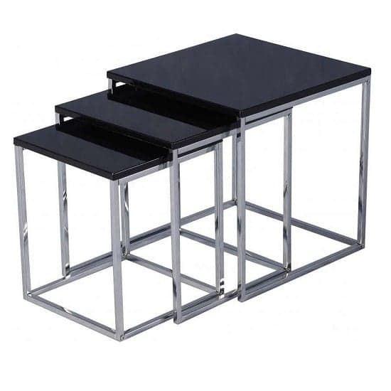 Cayuta Nest Of Tables In Black Gloss With Chrome Legs_1