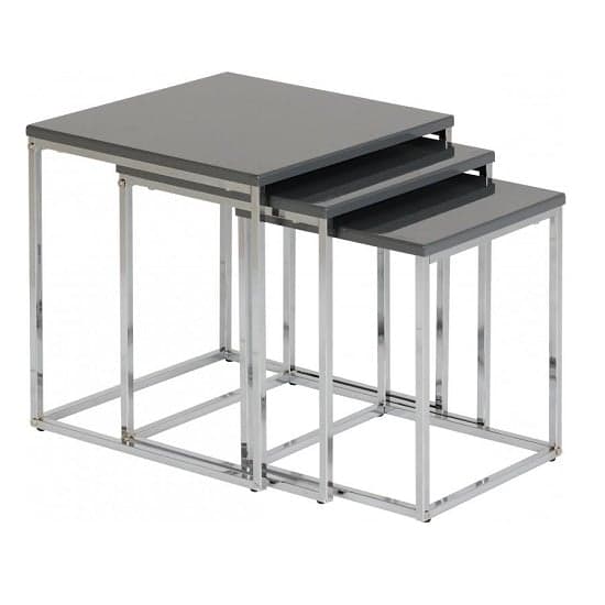 Cayuta Nest Of Tables In Grey Gloss With Chrome Legs_1