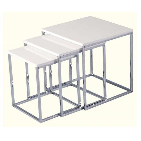 Cayuta Nest Of Tables In White Gloss With Chrome Legs_1