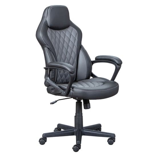 Ando Faux Leather Gaming Chair In Black And Grey