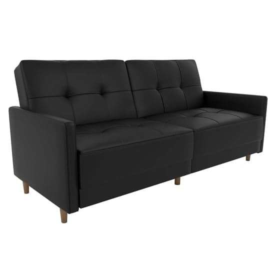 Andorra Faux Leather Sofa Bed With Wooden Legs In Black_3