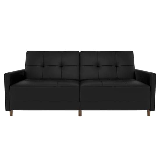 Andorra Faux Leather Sofa Bed With Wooden Legs In Black_4