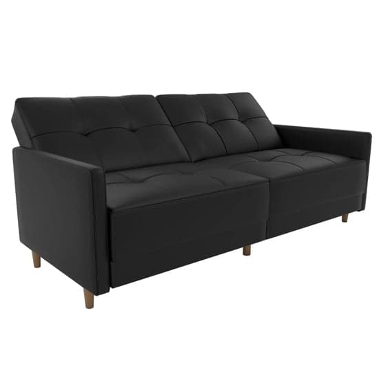 Andorra Faux Leather Sofa Bed With Wooden Legs In Black_5