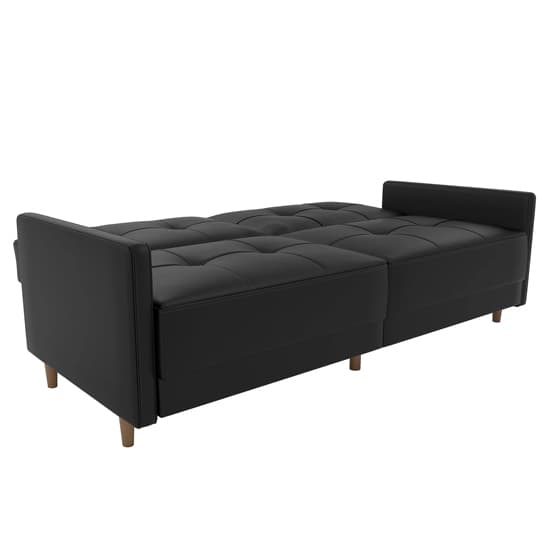 Andorra Faux Leather Sofa Bed With Wooden Legs In Black_6