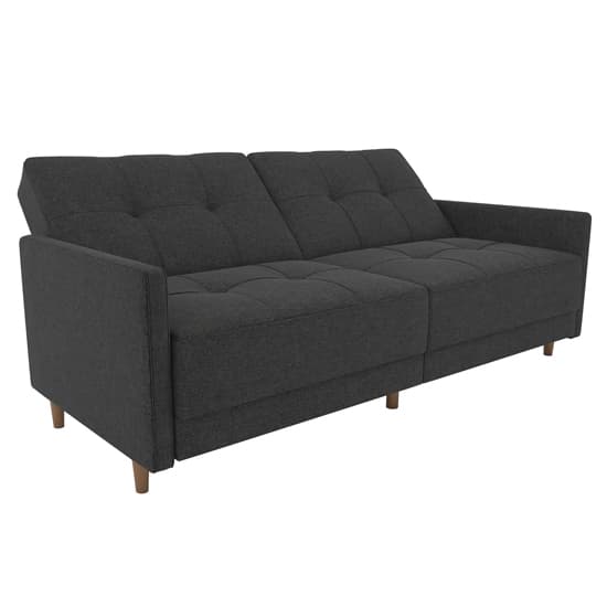 Andorra Linen Fabric Sofa Bed With Wooden Legs In Grey_4