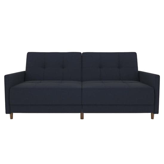 Andorra Linen Fabric Sofa Bed With Wooden Legs In Navy Blue_4