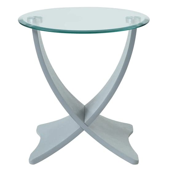 Anfossi Round Clear Glass Lamp Table With Grey Legs_2