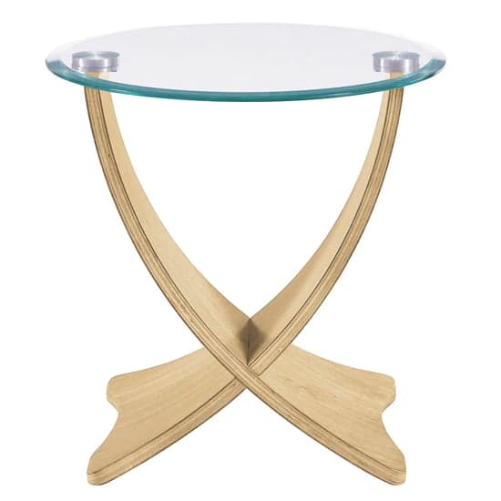 Anfossi Round Clear Glass Lamp Table With Oak Legs_2