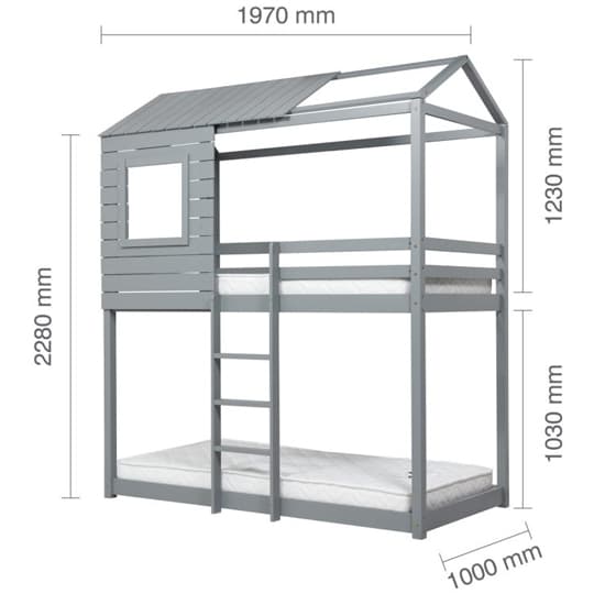 Angola Wooden Single Bunk Bed In Grey_8