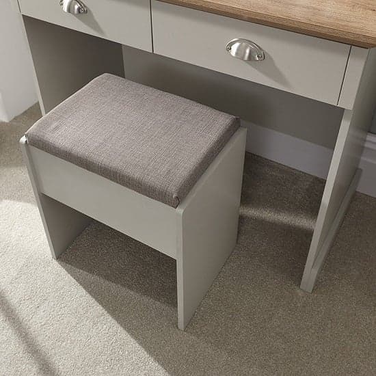Kirkby Dressing Table And Stool With Table Mirror In Soft Grey_5