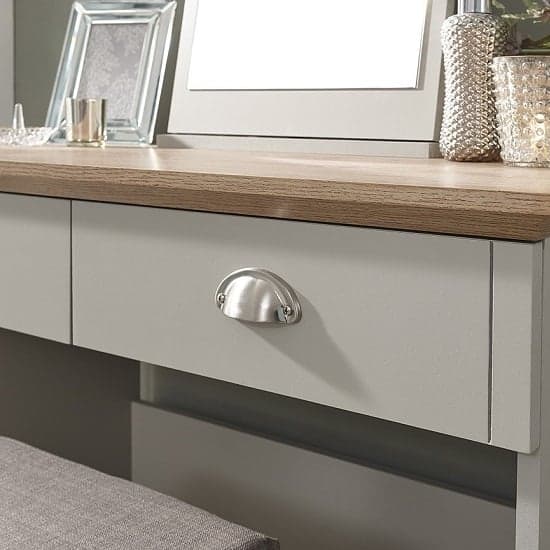 Kirkby Dressing Table And Stool With Table Mirror In Soft Grey_6
