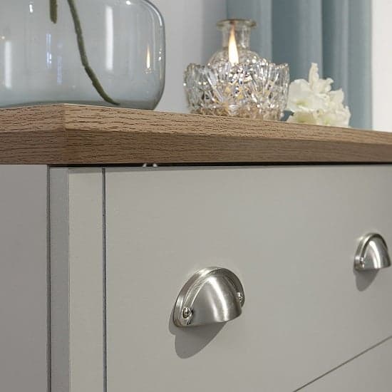 Kirkby Small Chest Of Drawers In Soft Grey With Oak Effect Top_4