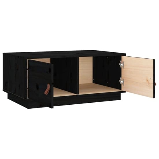 Anicet Pinewood Coffee Table With 2 Doors In Black_4