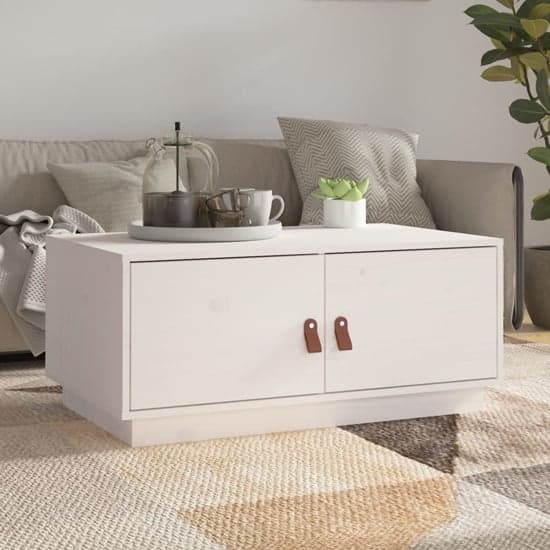 Anicet Pinewood Coffee Table With 2 Doors In White_1