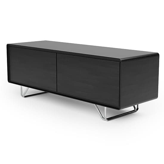Anjo Wooden TV Stand With 2 Glass Doors In Black_2