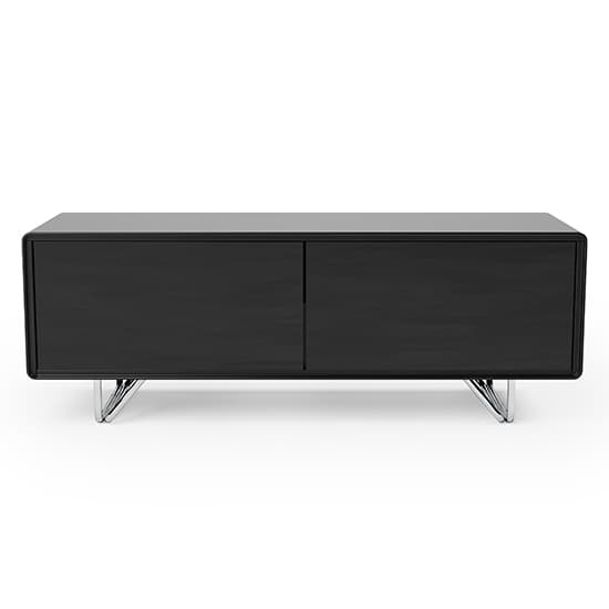 Anjo Wooden TV Stand With 2 Glass Doors In Black_3